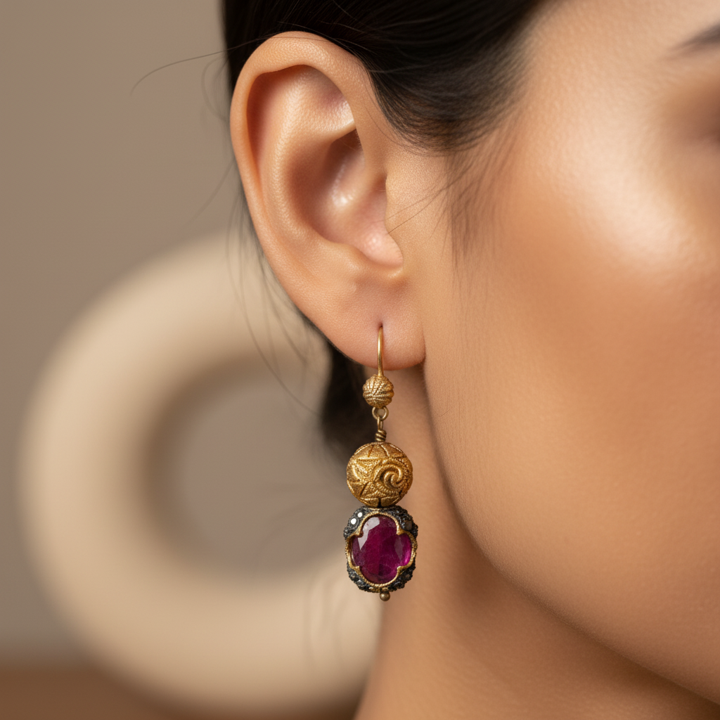 Royal Ruby Drop Earrings