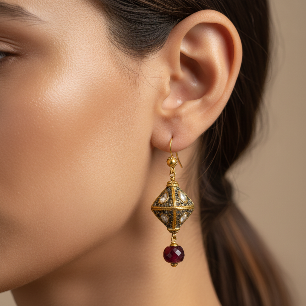 Vintage Style Ruby Earrings