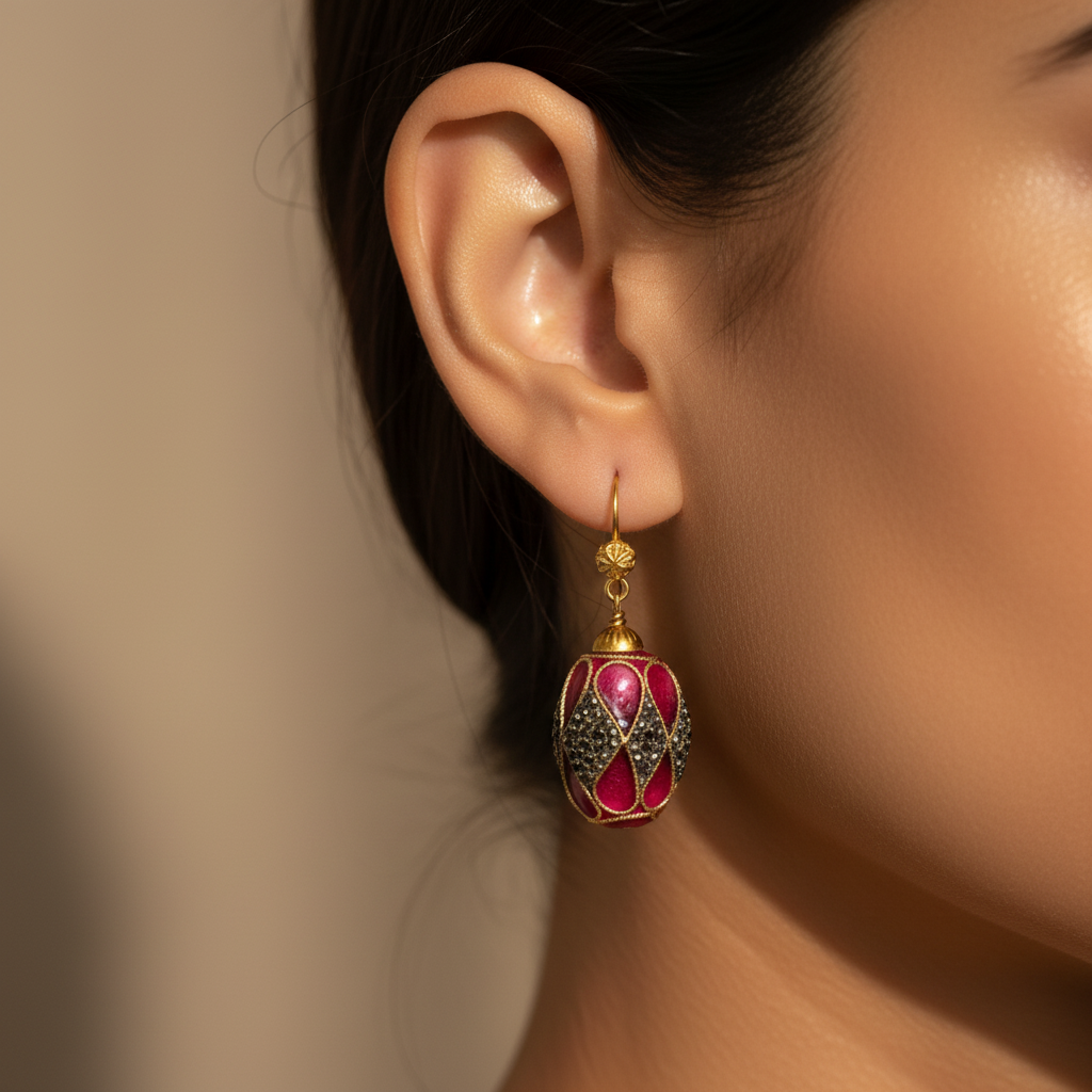 Red & Black Drop Earrings