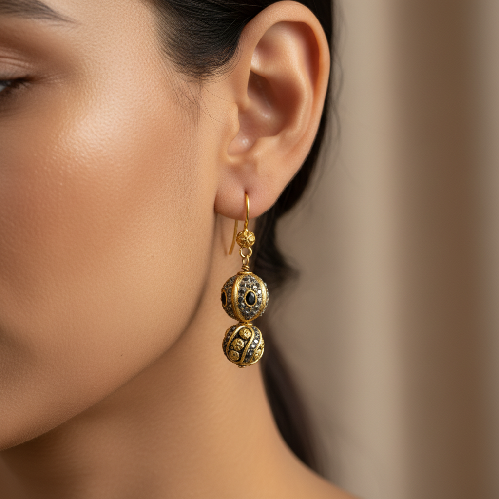 Traditional Ornate Gold Earrings