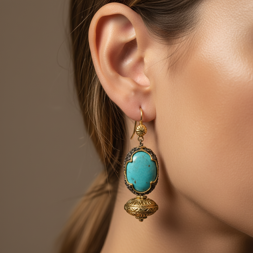 Turquoise Gold Drop Earrings