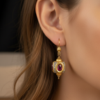 Ruby Gold Dangle Earrings