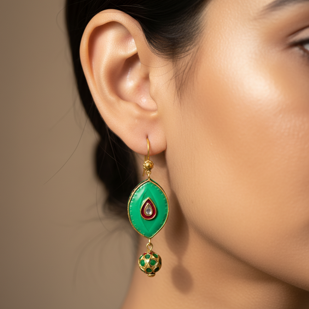 Temple-Style Green Enamel Drops
