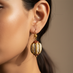 Golden White Earrings