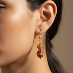 Red Gold Beaded Earrings