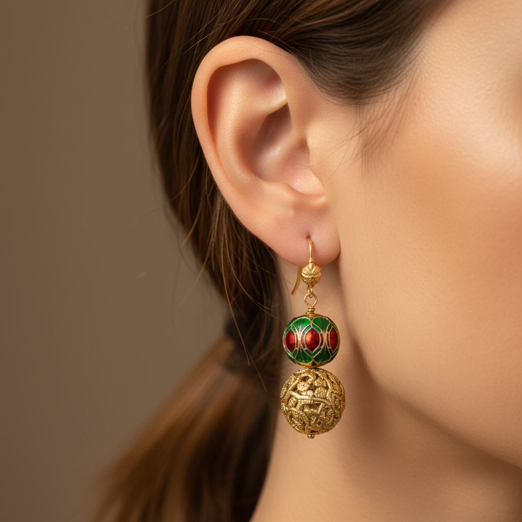 Enamel Filigree Dangle Earrings