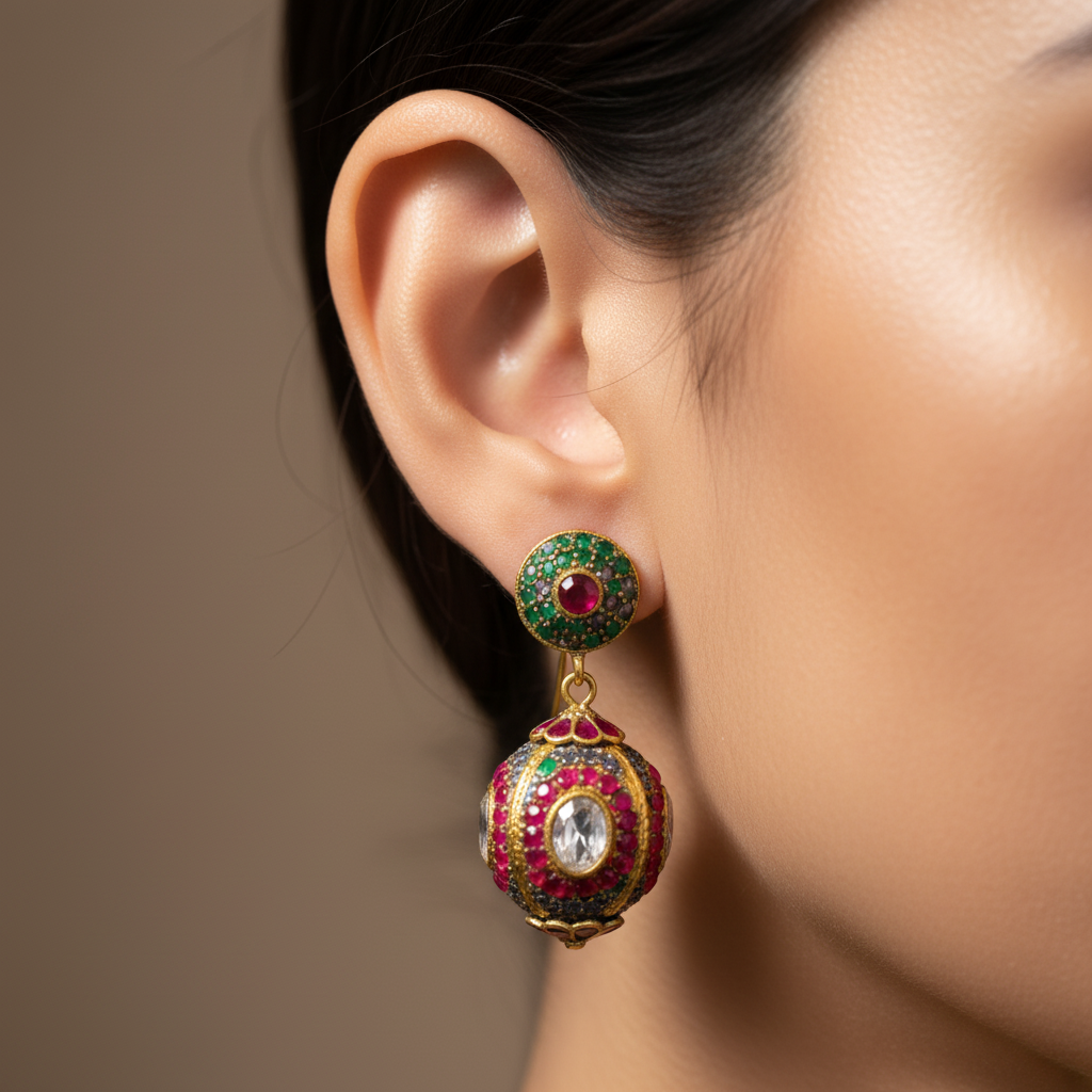 Jewelled Dangling Drop Earrings