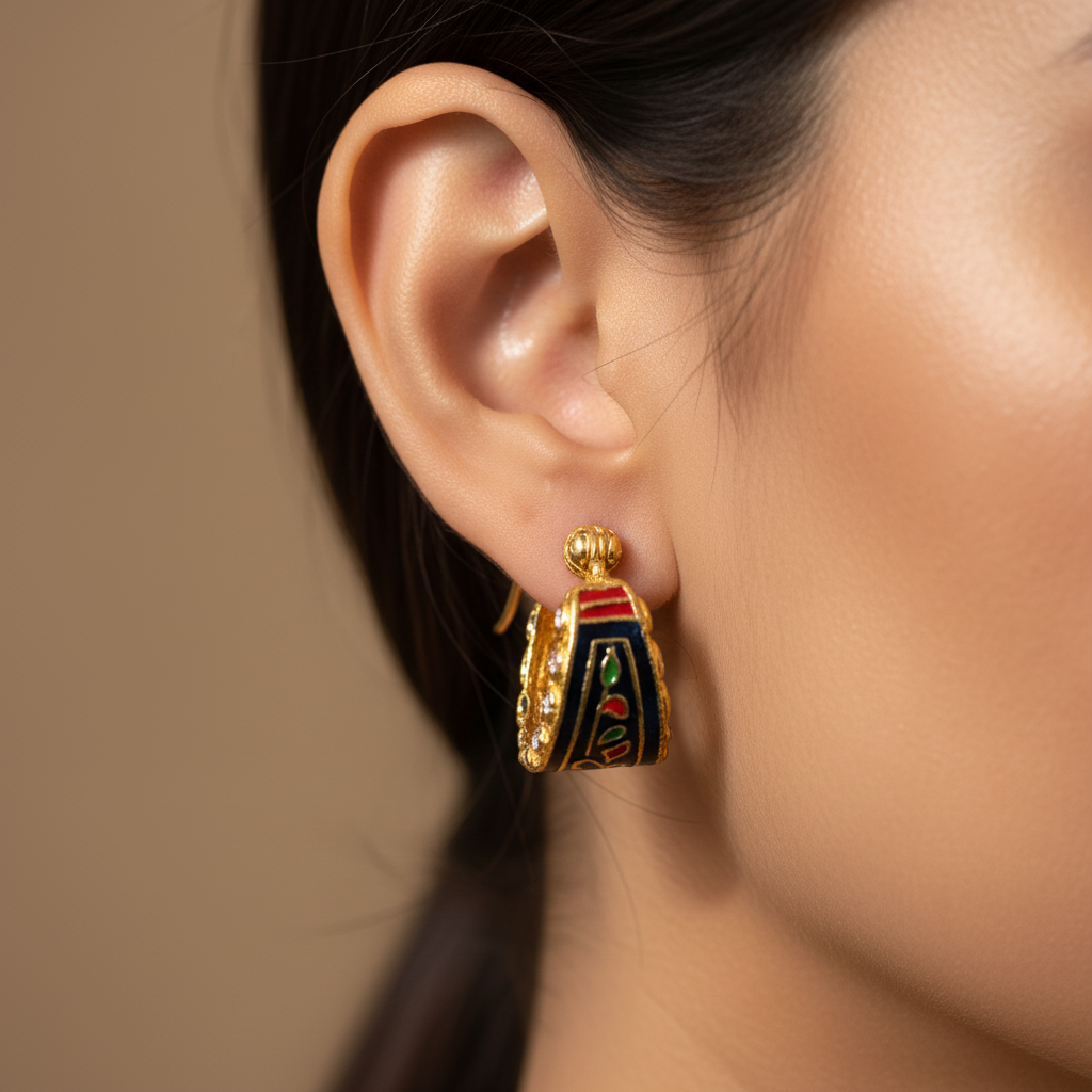 Enamel Embellished Hoop Earrings