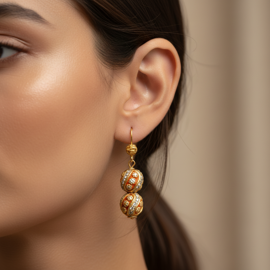 Intricate Gold Drop Earrings