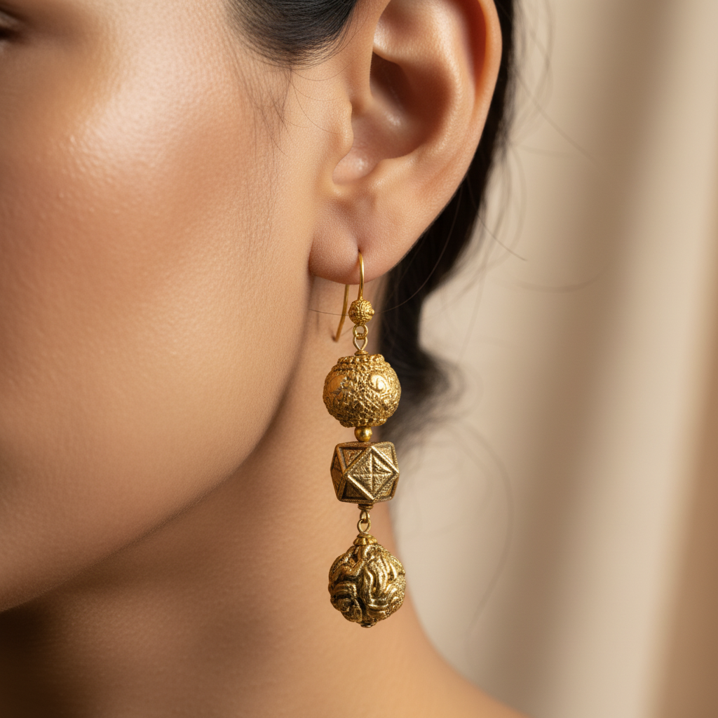 Gold Dangle Beaded Earrings