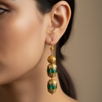 Emerald Grace Gold Drop Earrings