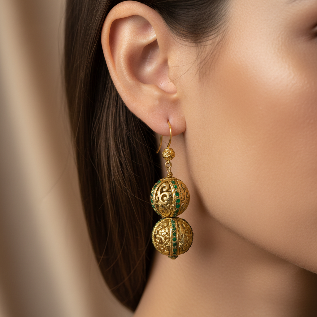 Gold Filigree Drop Earrings
