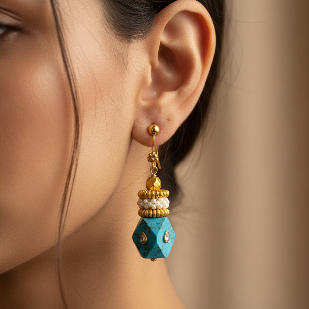 Turquoise Grace Gold Drop Earrings