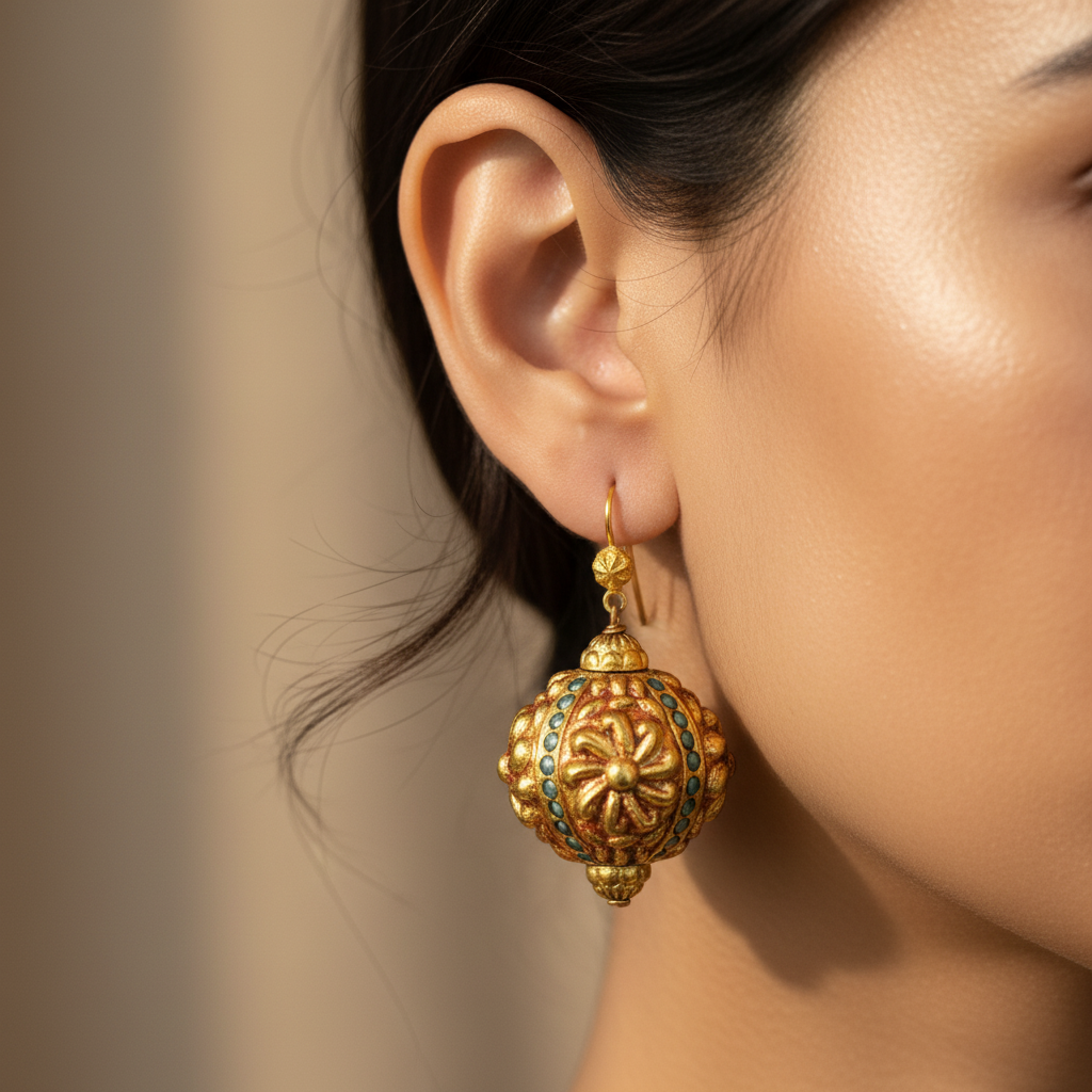 Golden Ornate Drop Earrings