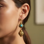 Ornate Gold Turquoise Earrings