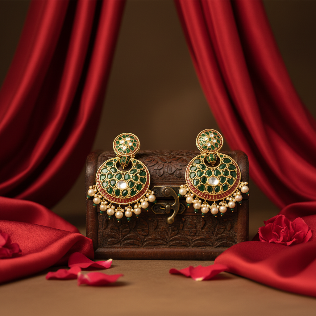 Emerald Pearl Drop Earrings