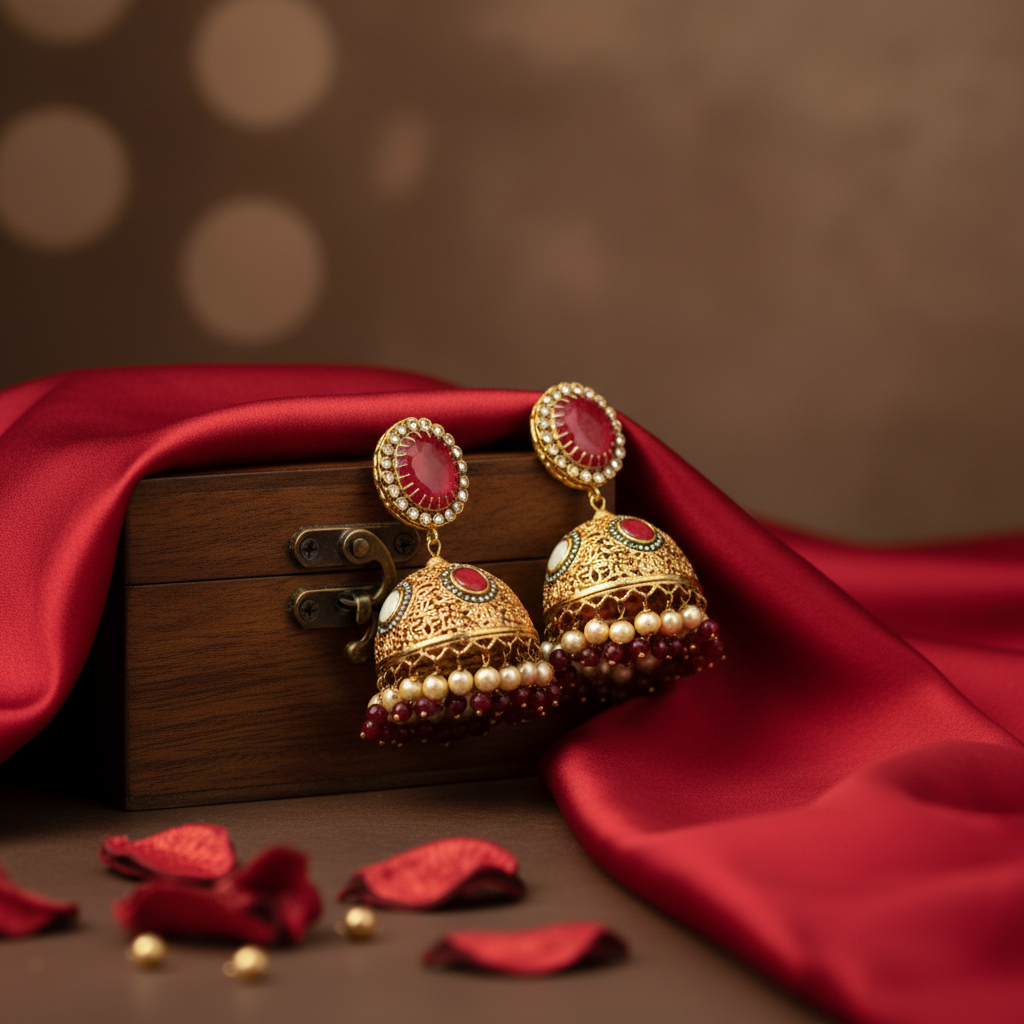 Traditional Gold Jhumka Earrings