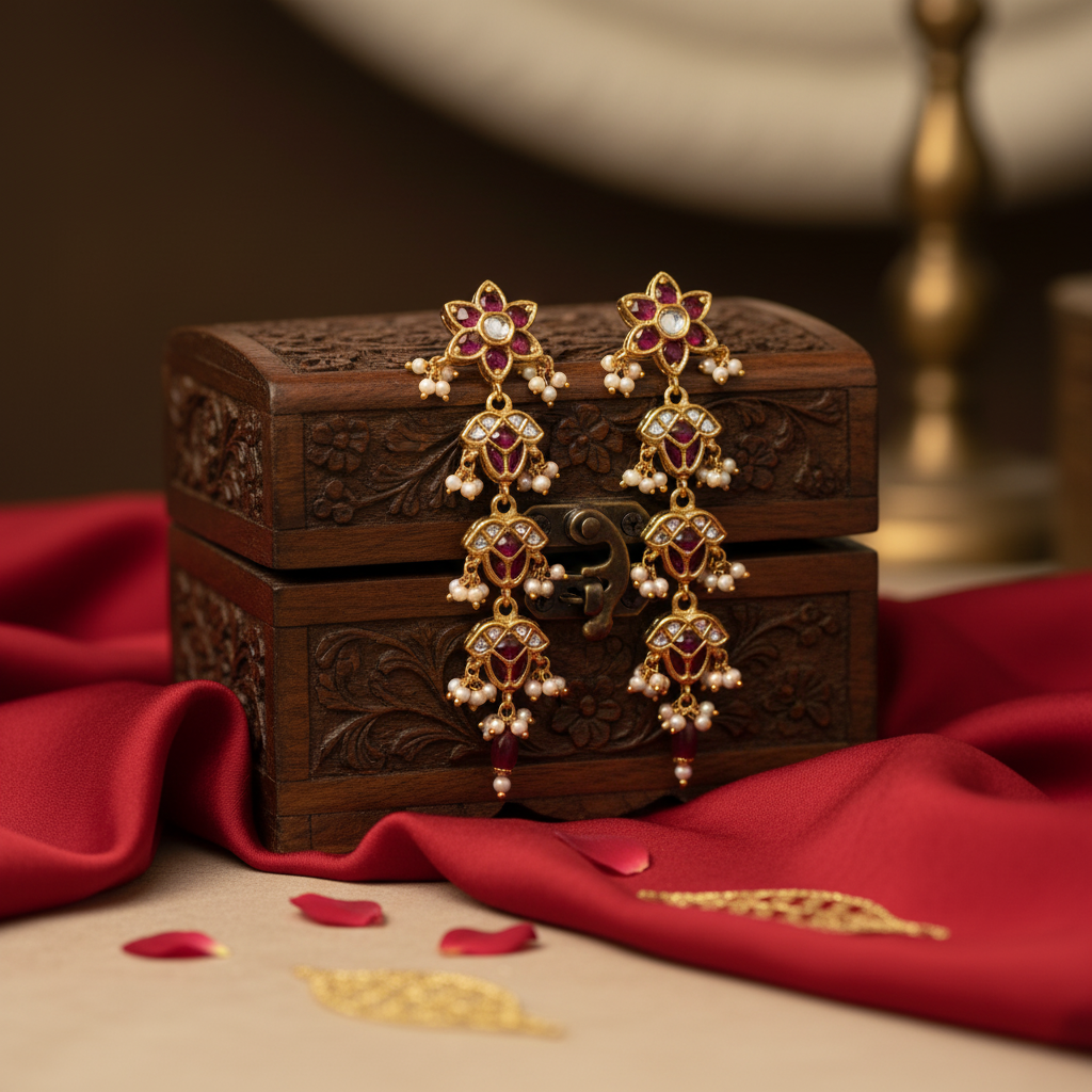Scarlet Moon Drop Earrings