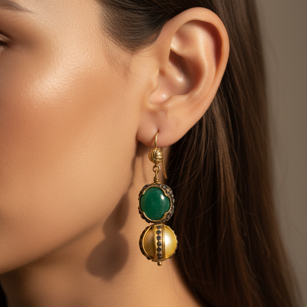 Green Gold Drop Earrings