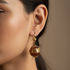 Golden Caged Orb Earrings