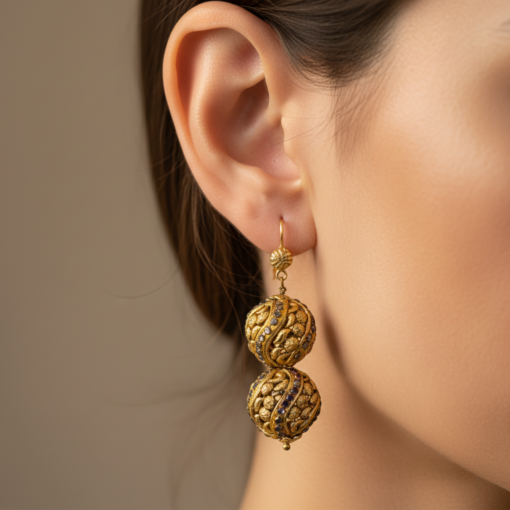 Gold Sphere Earrings