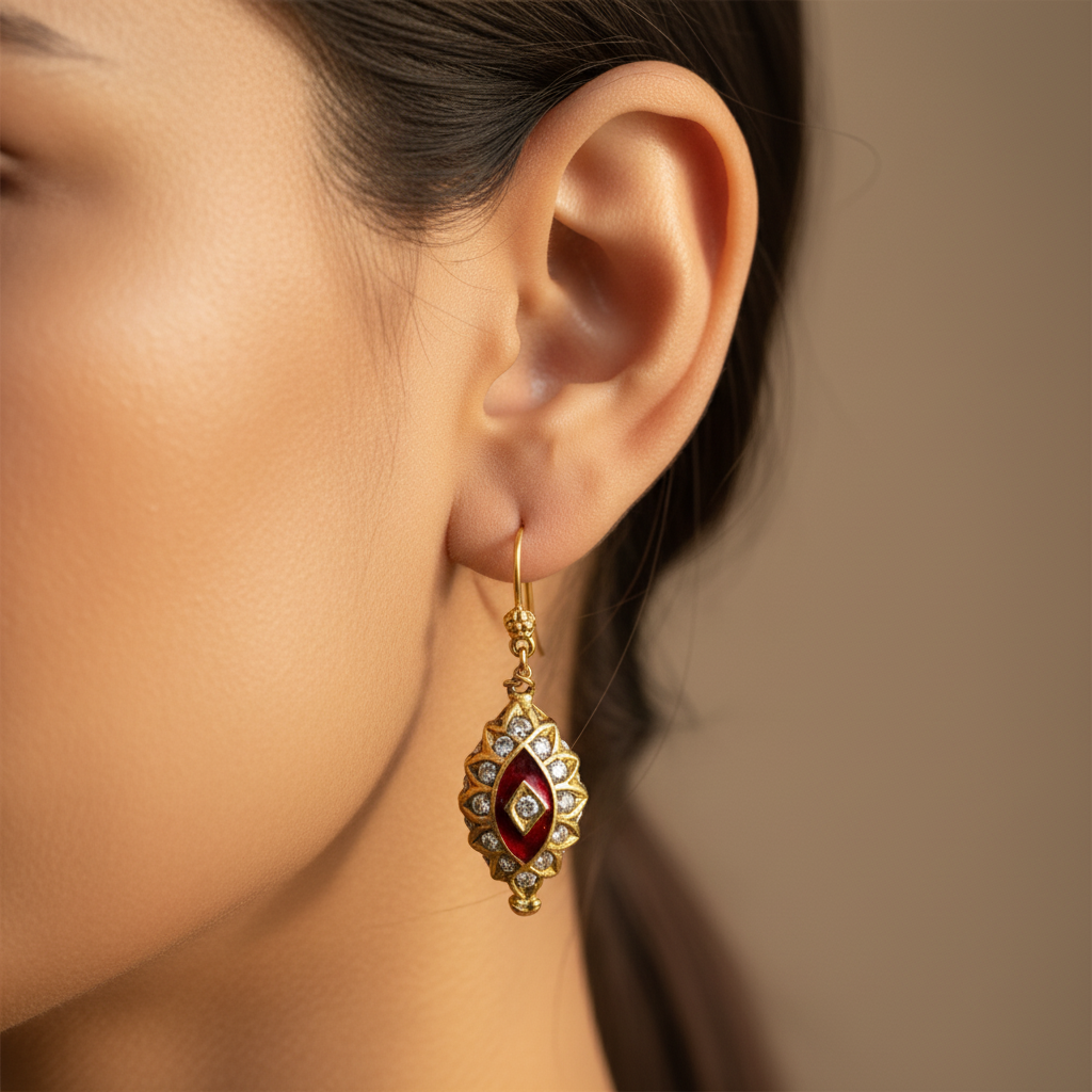 Crimson Gold Drop Earrings