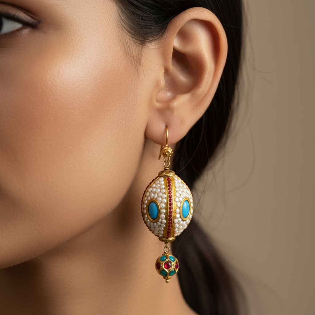 Ornate Pearl Drop Earrings