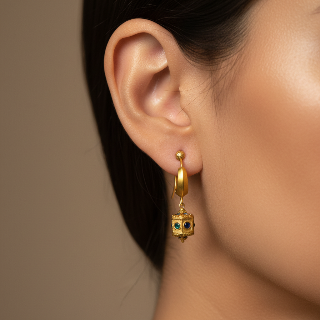 Gold Dangle Gemstone Earrings