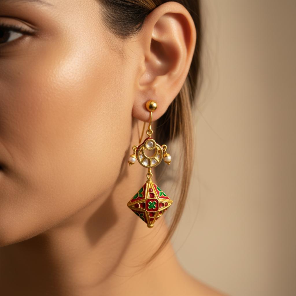 Traditional Meenakari Dangle Earrings