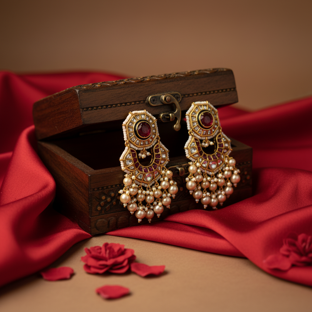 Scarlet Pearl Cascade Earrings