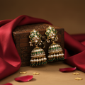 Green Polki Jhumka Earrings