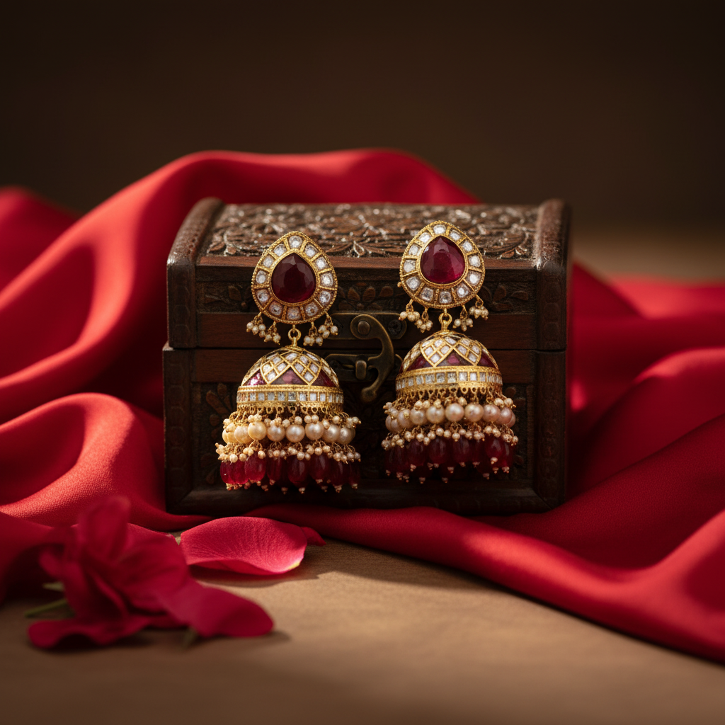 Heirloom Ruby Polki Jhumki
