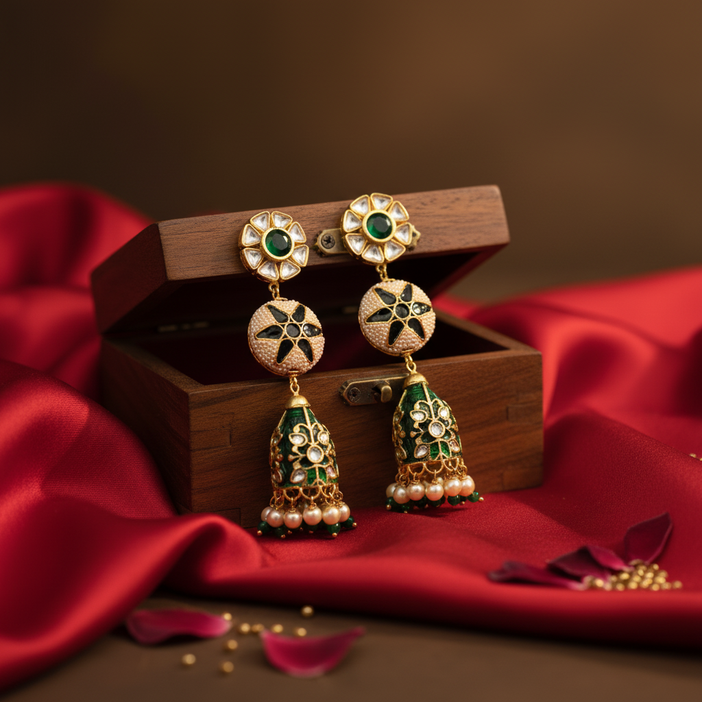 Emerald Polki Jhumka