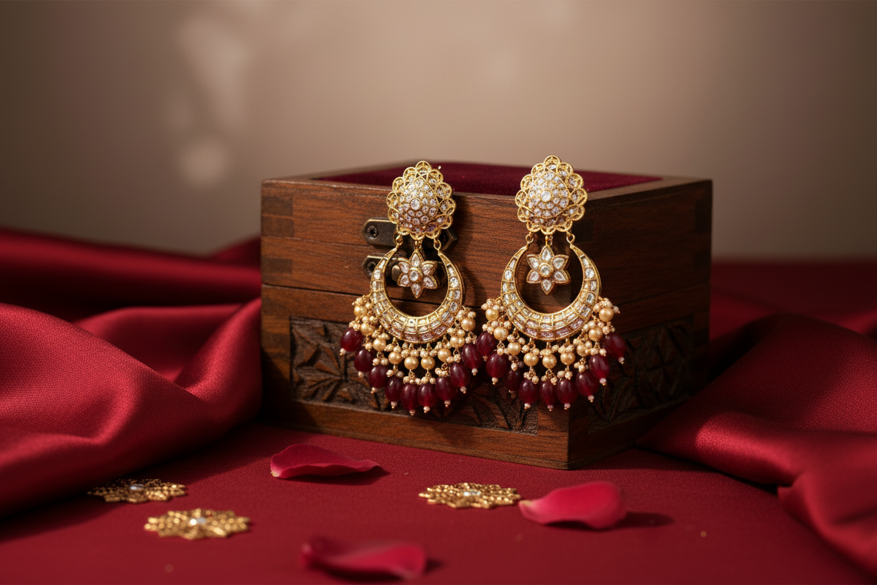 Kundan Ruby Chandbali