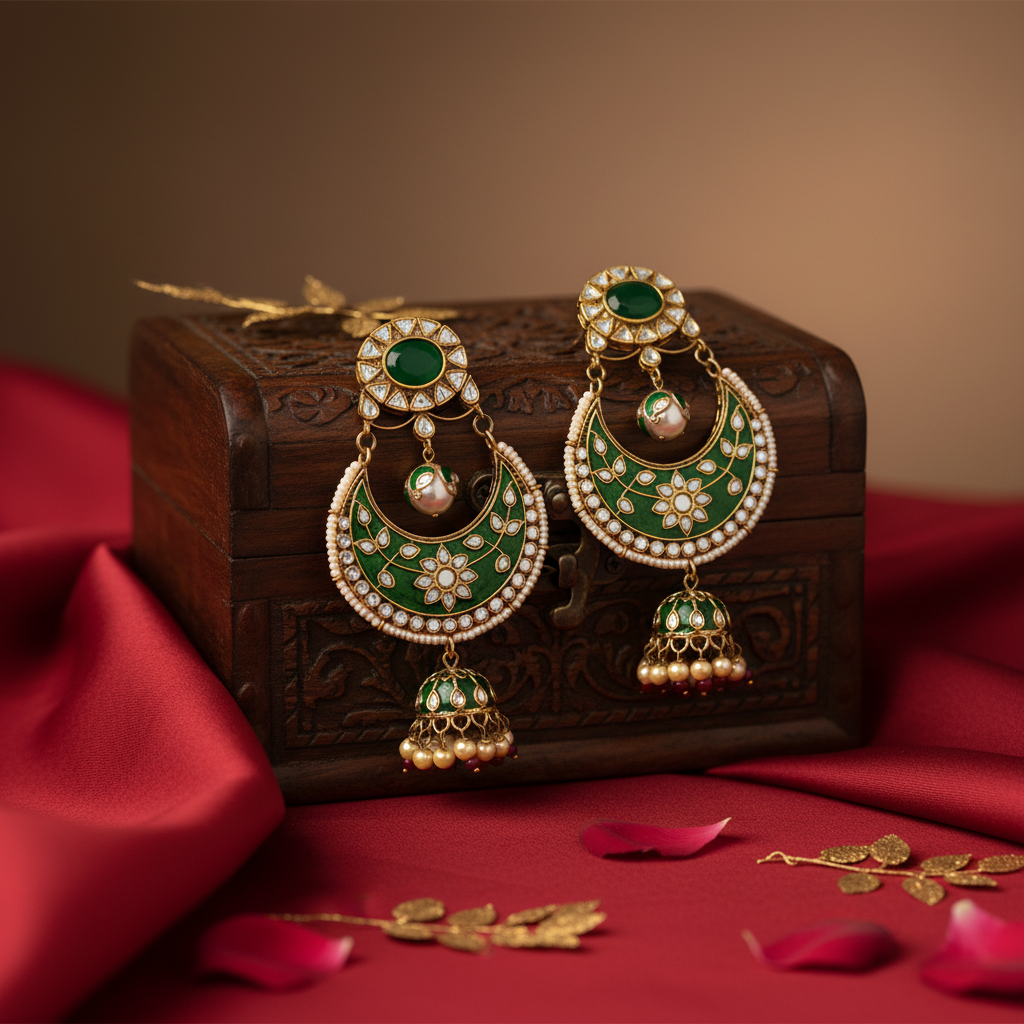 Emerald Chandbali Jhumka