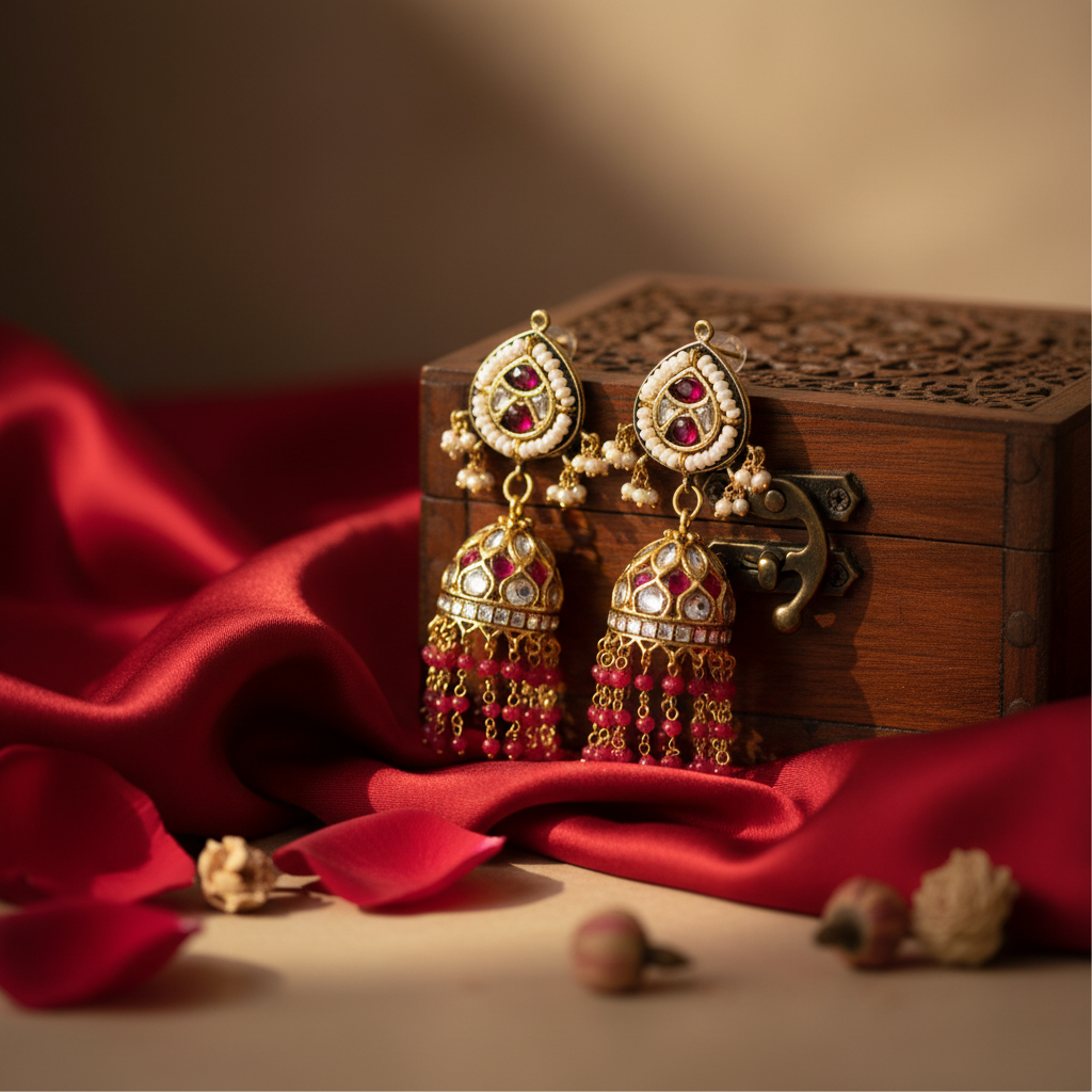 Traditional Raasvi Ruby Jhumka