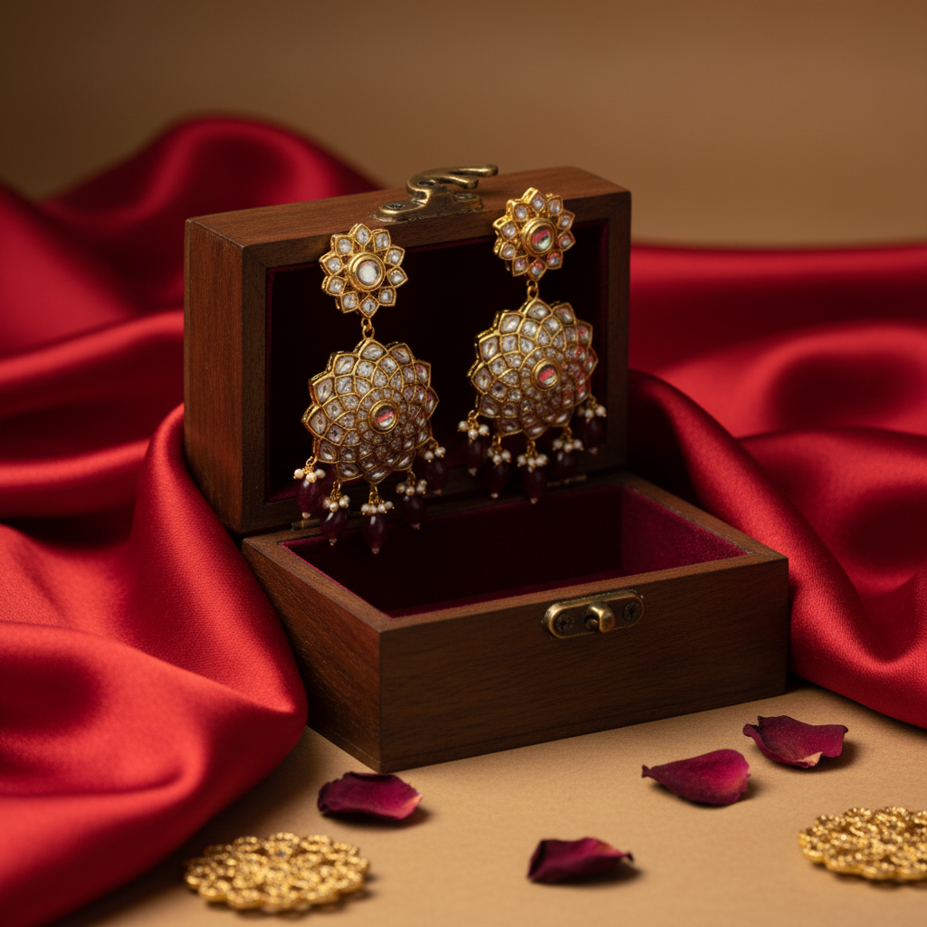 Polki Ruby Drop Earrings