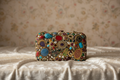 Gold Mirrored Embellished Box Clutch