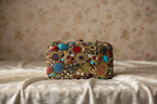 Gold Mirrored Embellished Box Clutch