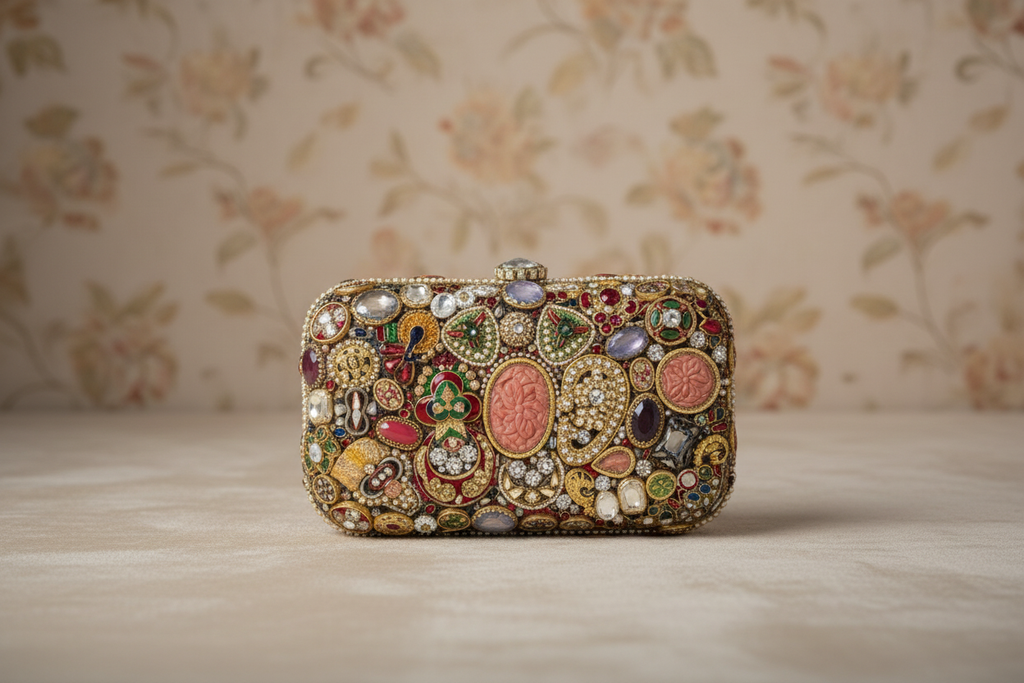 Ornate Embellished Jewel Clutch