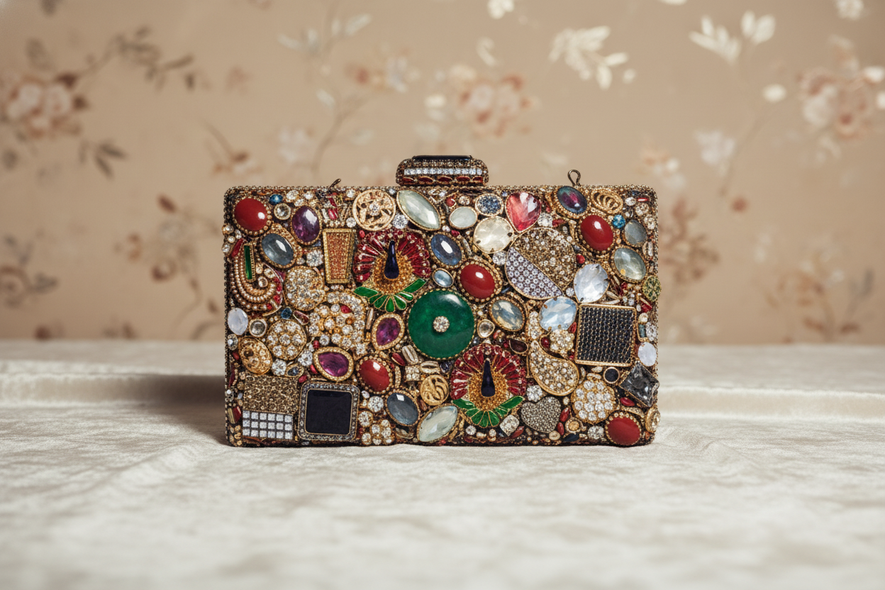 Embellished Jewel Box Clutch