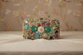 Embellished Golden Hard Case Clutch