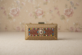 Green Enameled Gemstone Box Clutch