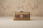 Jeweled Stone Gold Box Clutch Bag