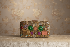 Multi-Gemstone Embellished Box Clutch