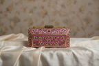 Magenta Embellished Stone Box Clutch