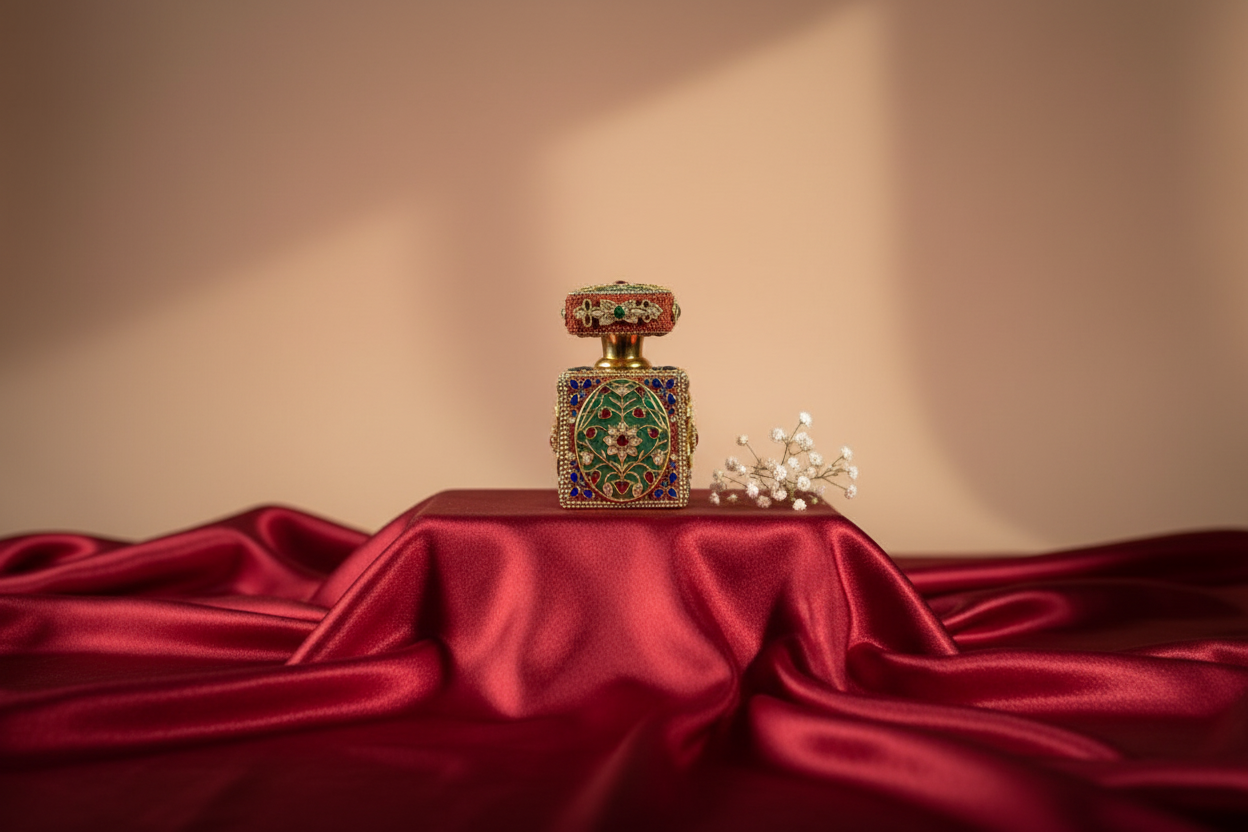 Ornate Gemstone and Enamel Ittar Bottle