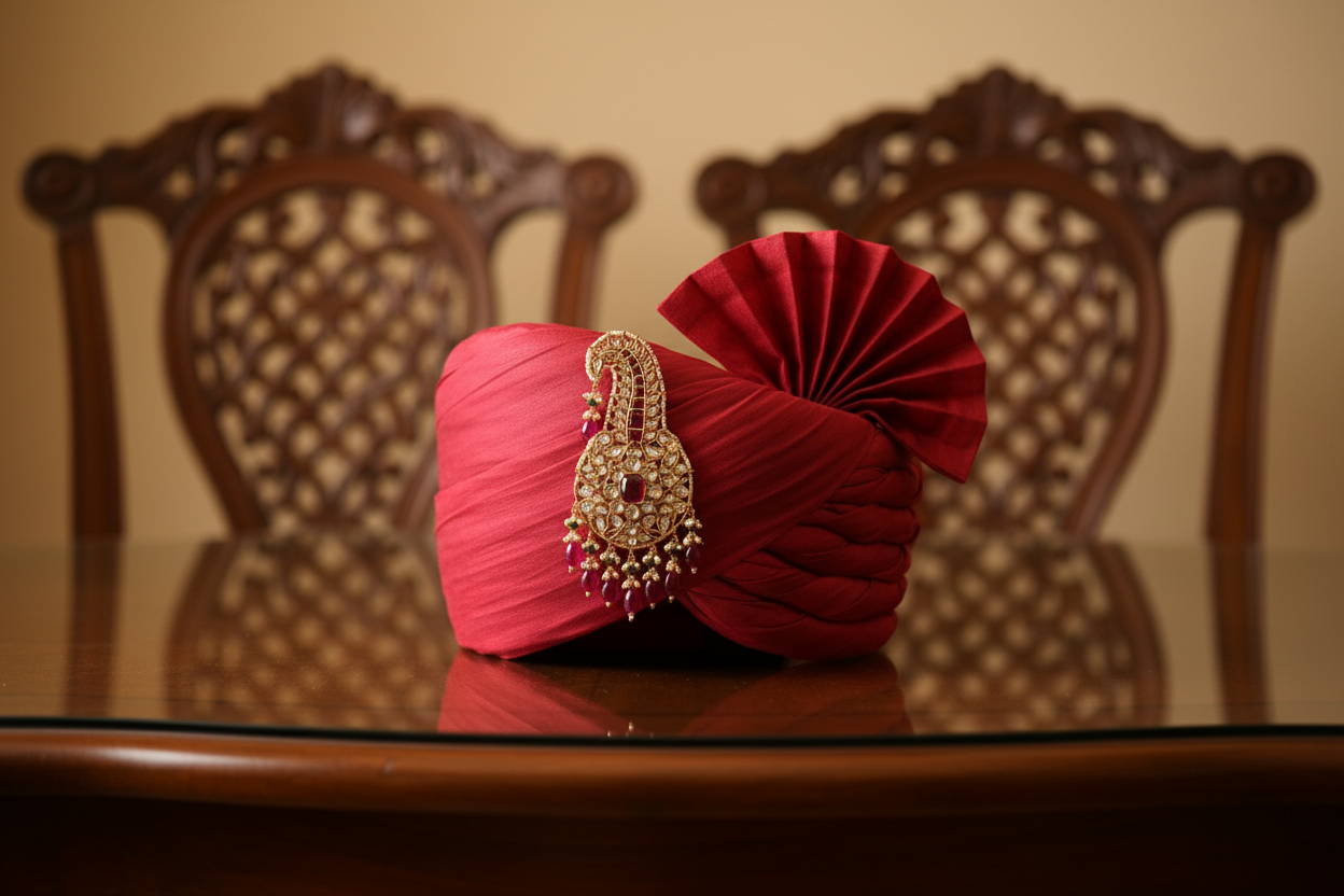 Kalgi with Kundan, Ruby, and Pearls