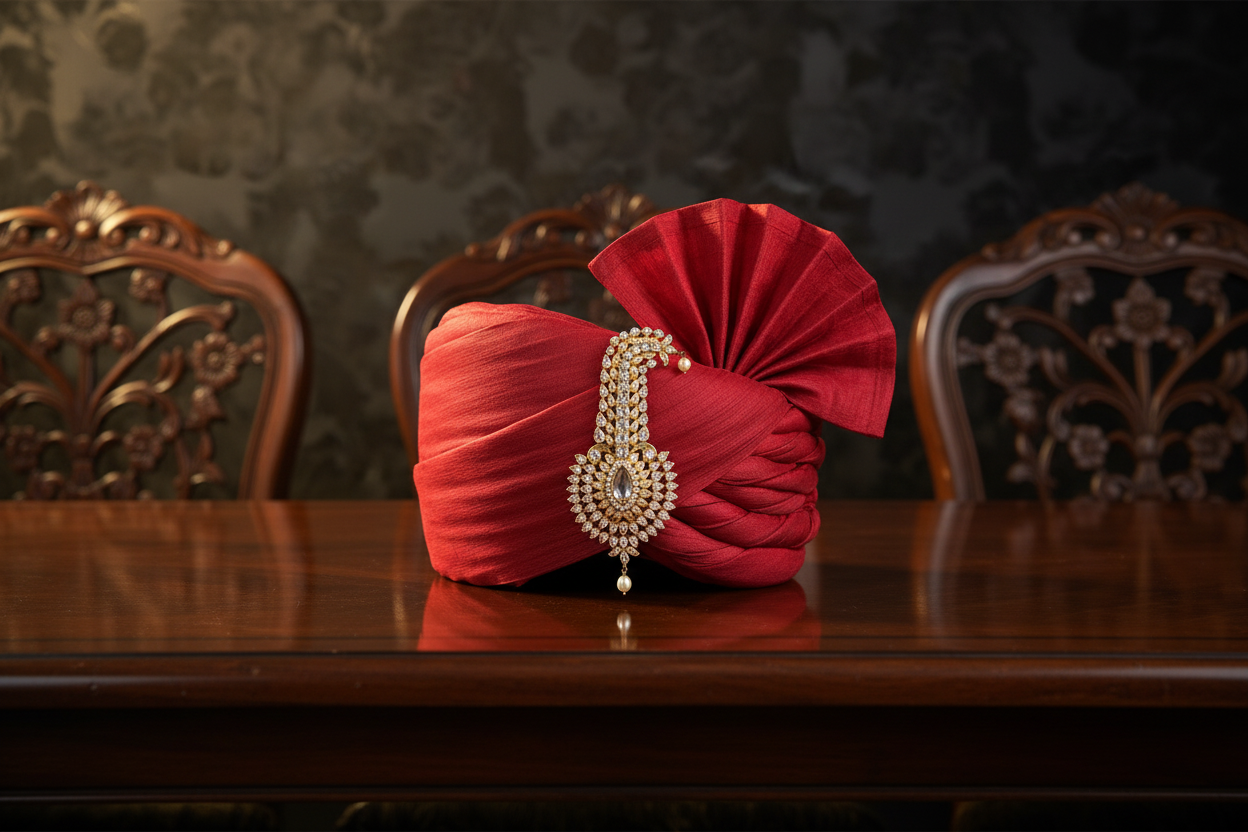 Traditional Gold & Kundan Kalgi with Pearls