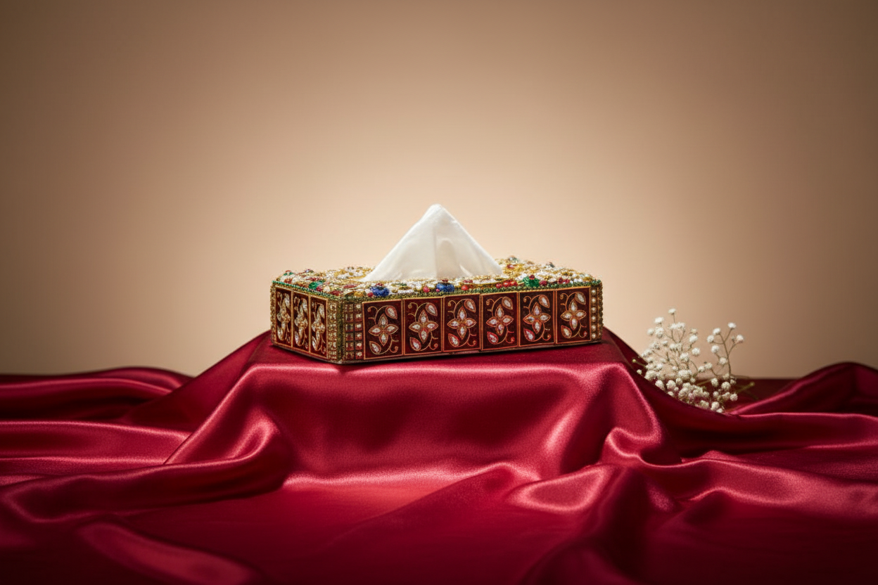 Ornate Jeweled Tissue Box Cover